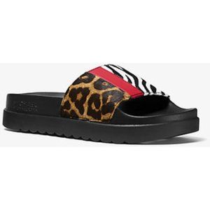 Micheals Kors printed calf hair slides